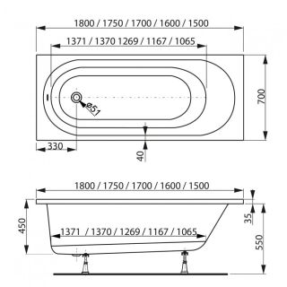 Акриловая ванна VagnerPlast Kasandra VPBA187KAS2X-04 180x70см белый